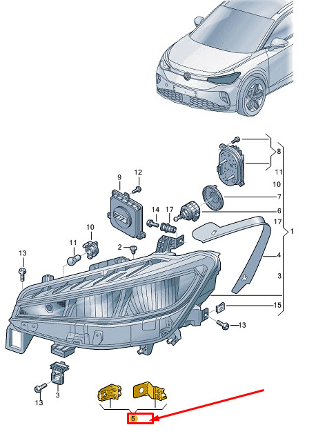 VW ID.4 E21 Left Headlamp Housing Repair Kit 11A941225 NEW GENUINE 