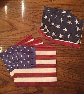 Patriotic luncheon & Cocktail napkins decoupage 2 designs Lot 8 Four Each New