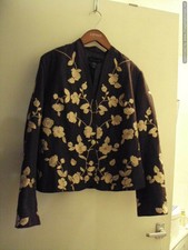 Brown Silk Embroidered Jacket Size Uk M