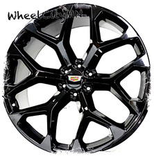 24 Gloss Black Snowflake Oe 5668 Replica Sfo Rims 2019 Cadillac Escalade Sport