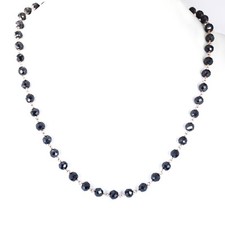 6 mm Certified Black Diamond Beads Chain Necklace, 925 Silver, VIDEO