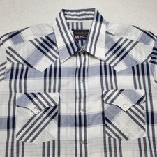Vtg 80s 90s Plaid PANHANDLE SLIM Cowboy Rockabilly Western Shirt Mens 16 1/2  L