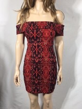 Junior's NWT Crystal Doll Python Off-Shoulder Snake-Print Bodycon Dress Size S