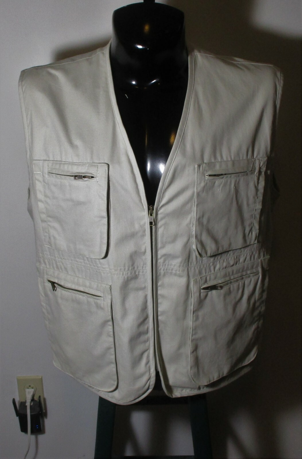 Gilet ADIRONDACK by Saville Fila Beige Full Zip 8 Tasche Gilet Uomo Taglia L