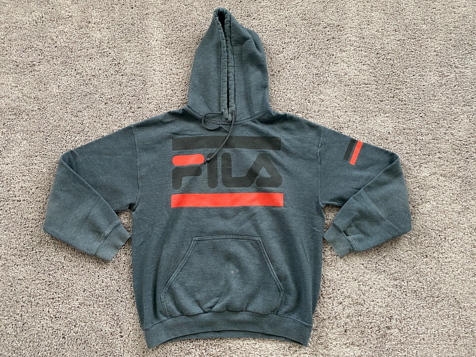 Felpa con cappuccio FILA da uomo media blu verde logo pile pullover tasca