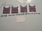 Set of 4 #2362 Dark Blue with Pink Purple Light Blue X Stitch Handmade Gift Tags