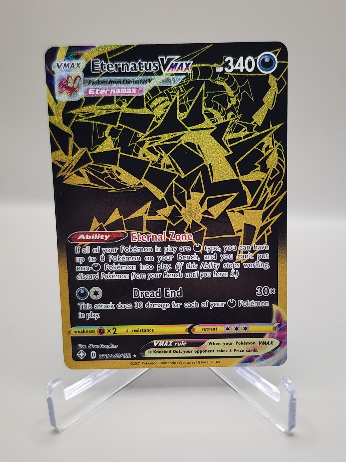 Pokémon TCG Eternatus VMAX Shining Fates SV122/SV122 Holo Shiny Holo Rare NM