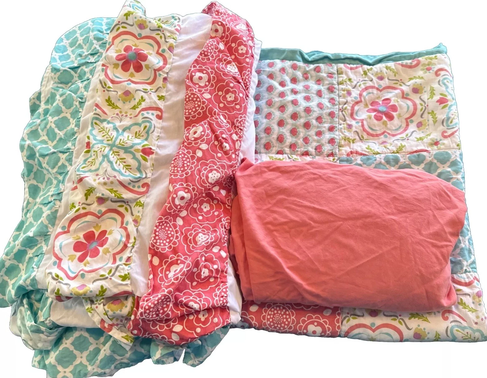 The Peanut Shell Mila 3 Piece Crib Baby Bedding Quilt HTF Colorful+bonus
Opens in a new window or ta