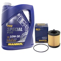 MotoröL Set 10W-30 5 Liter + ÖLfilter SH 452 P FüR Opel Vectra Speedster Signum
