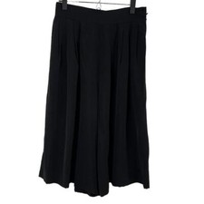Women's vintage black elastic waist with front pleats culottes - 12