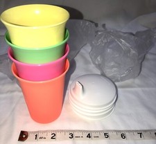 Tupperware Sippy Bell Tumbler 8 oz. Cup 109 Neon ORANGE Green Pink Sipper Seal