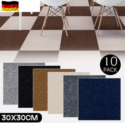 10 Stück Teppichfliesen Selbstklebend Teppichboden Teppich Bodenbelag 30x30cm