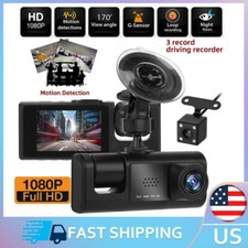 HD 1080P Car Dual Lens Dash Cam Front/Rear/Inside Video Recorder Camera G-sensor