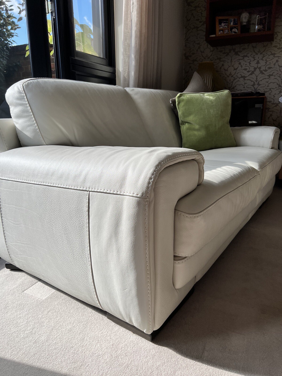Natuzzi Italian Two Seater Cream Leather Sofa eBay