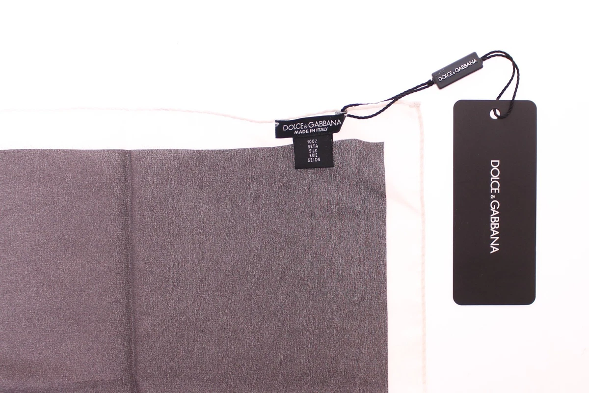 DOLCE GABBANA Handkerchief Brown Silk Pochette Square Pocket