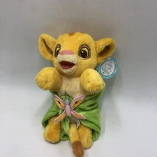 Disney Babies Lion King Plush Baby Simba with Leaf Blanket Disney Parks 10" Tag.