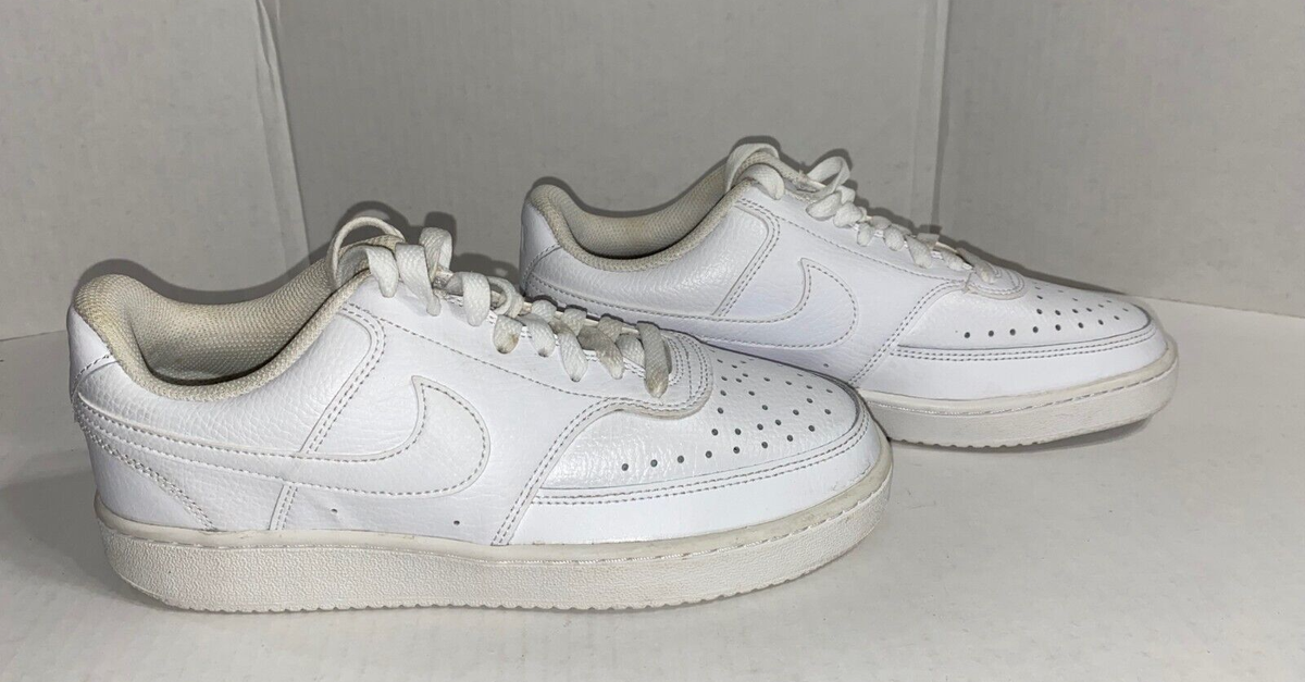Nike Womens 7.5 Court Vision Low CD5434-100 White Leather Sneakers