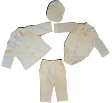 Taufanzug Gr.74 Babyanzug Taufe Junge Jacke Hemd Hose Fliege Weste Mütze 6-9 Mon