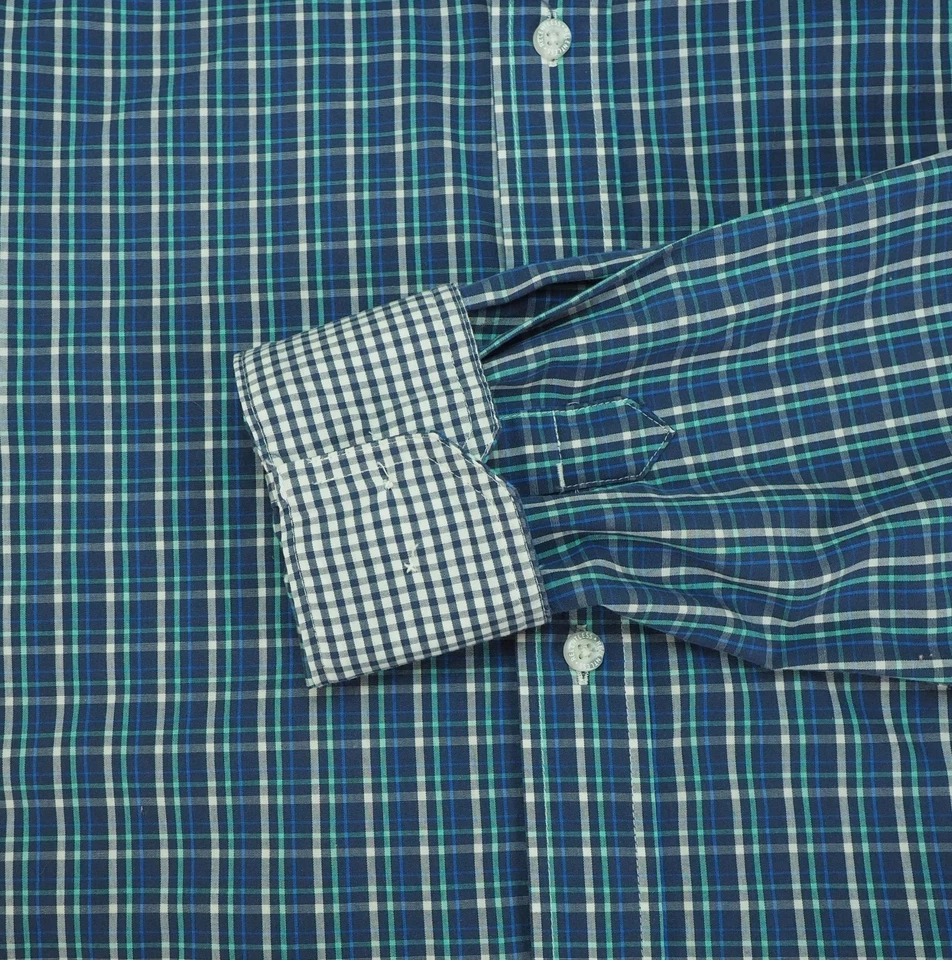 Camisa masculina Ariat implacável com botões grande azul xadrez algodão cowboy faroeste - Imagem 4 de 4