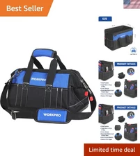 Durable 16-Inch Tool Bag with Abrasion-Resistant Base & Double-Pull Zipper