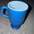 Vintage Milk Glass Anchor Hocking Blue Irish Coffee Mug Pedestal