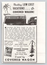 Covered Wagon Trailer Mount Clemens Family Vacation 1936 Vintage Print Ad