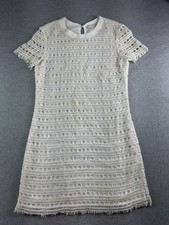 Tory Burch Dress Crochet Lace Lined Pencil Ivory Off White Small