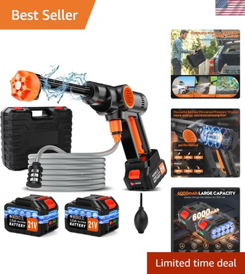 #ad Portable Cordless Electric Pressure Washer Battery Powered 6 in 1 Nozzle $158.58