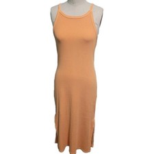 Old Navy Summer Dress Womens L  Pale Orange Sleeveless Ribbed Knit Maxi Dress 