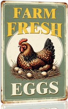 Farm Eggs Funny Retro Chicken Coop Tin Metal Signs Home D cor 8x12