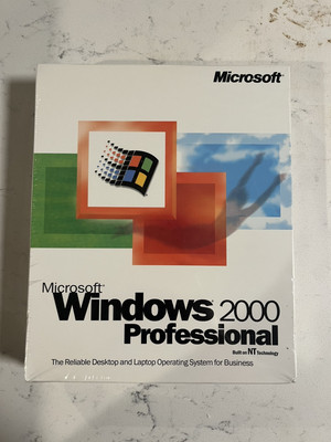 SEALED New Microsoft Windows 2000 Professional Full Operating System Retail Box