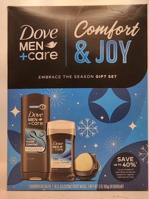 Dove Men+Care Clean Comfort & Joy Body Wash Deodorant Shower 3 Piece Gift Set
