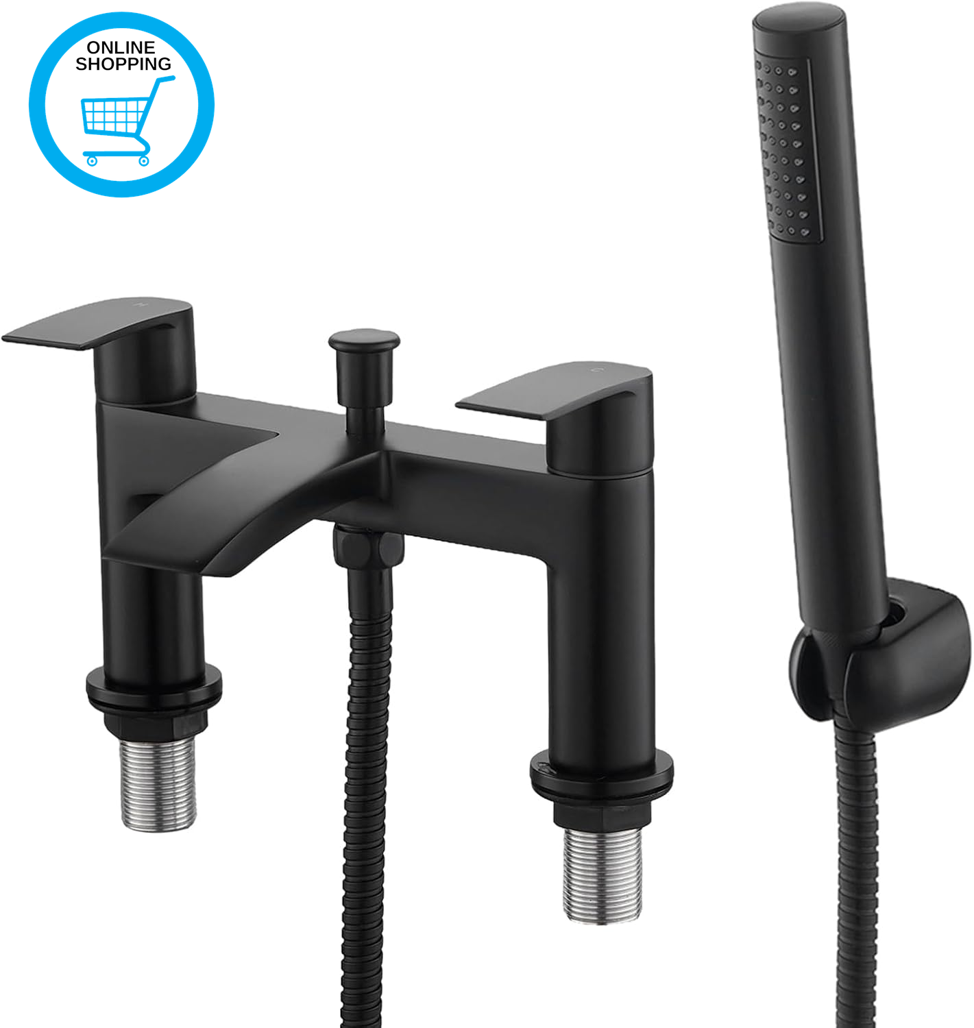 Bath Shower Mixer Tap | Matte Black, Monobloc Brass, Ceramic Cartridge, Waterfal