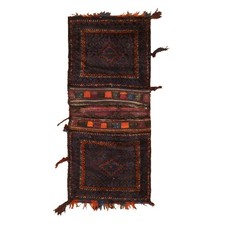 2'3"x5'4" Wine Red Antique Balooch Saddle Bag Hand Knotted 100% Wool Runner Rug