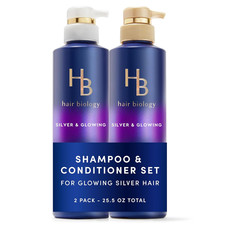 Biotin-Infused Purple Shampoo and Conditioner Set for Grey Hair, Anti-Brassiness