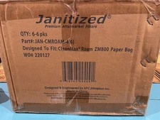 Janitized JAN-CMROAM-4 High Efficiency Premium Replacement Comm Vacuum Bag 6-6pk