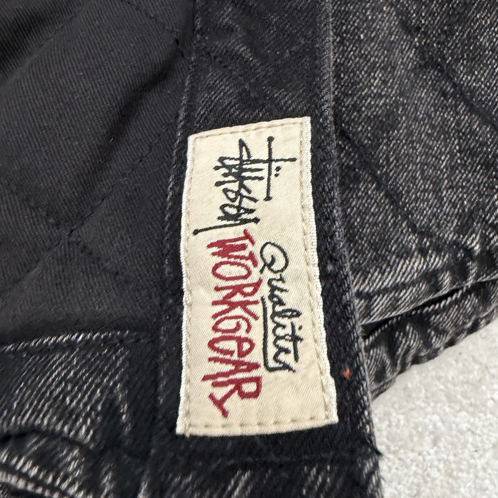 NEW Stussy Workgear Denim Jacket Men's Medium Black Quilted Snap Up Streetwear thumbnail 15