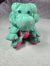 Vintage 1993 Fisher Price Puffalump Dinosaur Plush Green Pink Stuffed Toy