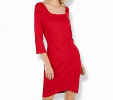 New Express Square Neck Bodycon Pencil Slip Lined Knee Dress Womens M NWT $80