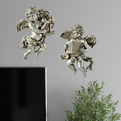 Set mit 2 Wandskulpturen von Cherubim für Wohnzimmer, Hotel oder Büro, Statuen