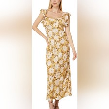 Madewell Angelina Yellow Floral Maxi Dress with Ruffle Sleeves Size 8