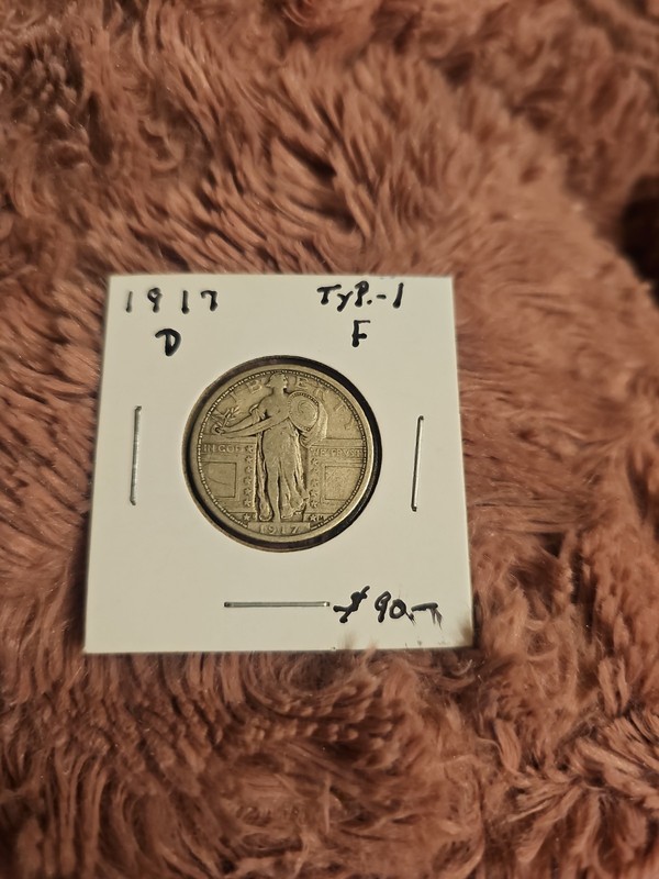 1917-D Standing Liberty Quarter Type 1 Fine F Better Date 90% Silver Key First-Y