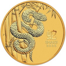 2025 P Australia Gold Lunar Series Iii Year Of The Snake 1/4 Oz $25 - Bu