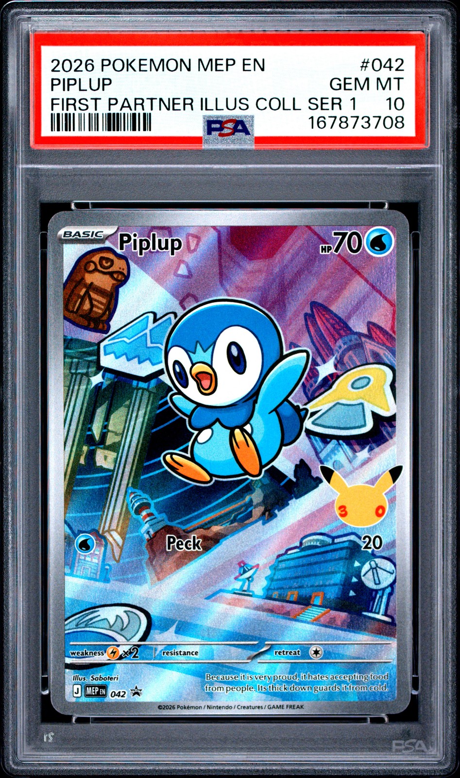 2026 POKEMON MEP FIRST PARTNER ILLUSTRATION COLLECTION #042 PIPLUP PSA 10