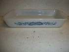 Vintage Glasbake Casserole Dish Blue Onion Milk Glass 12x6.5