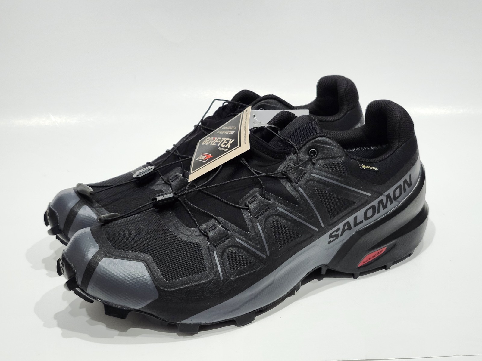 Scarpe da trail running SALOMON uomo Speedcross GTX Gore Tex nere taglia 12 nuove con etichette 475690