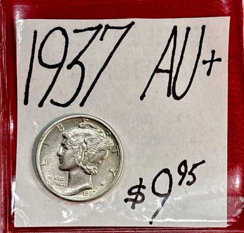 1937 Mercury Silver Dime (AU+) About Uncirculated Condition! ENN Coins