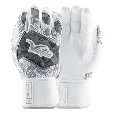 Victus NOX Full Wrap Adult Baseball/Softball Batting Gloves - White/Silver - S