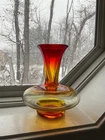 Vintage Blenko Amberina Glass Hand Blown Vase