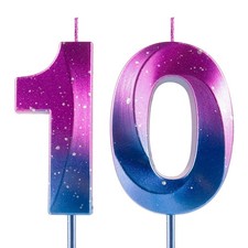 Number 10 Candles 10th Birthday Galaxy Gradient Happy Birthday Purple Blue Gr...